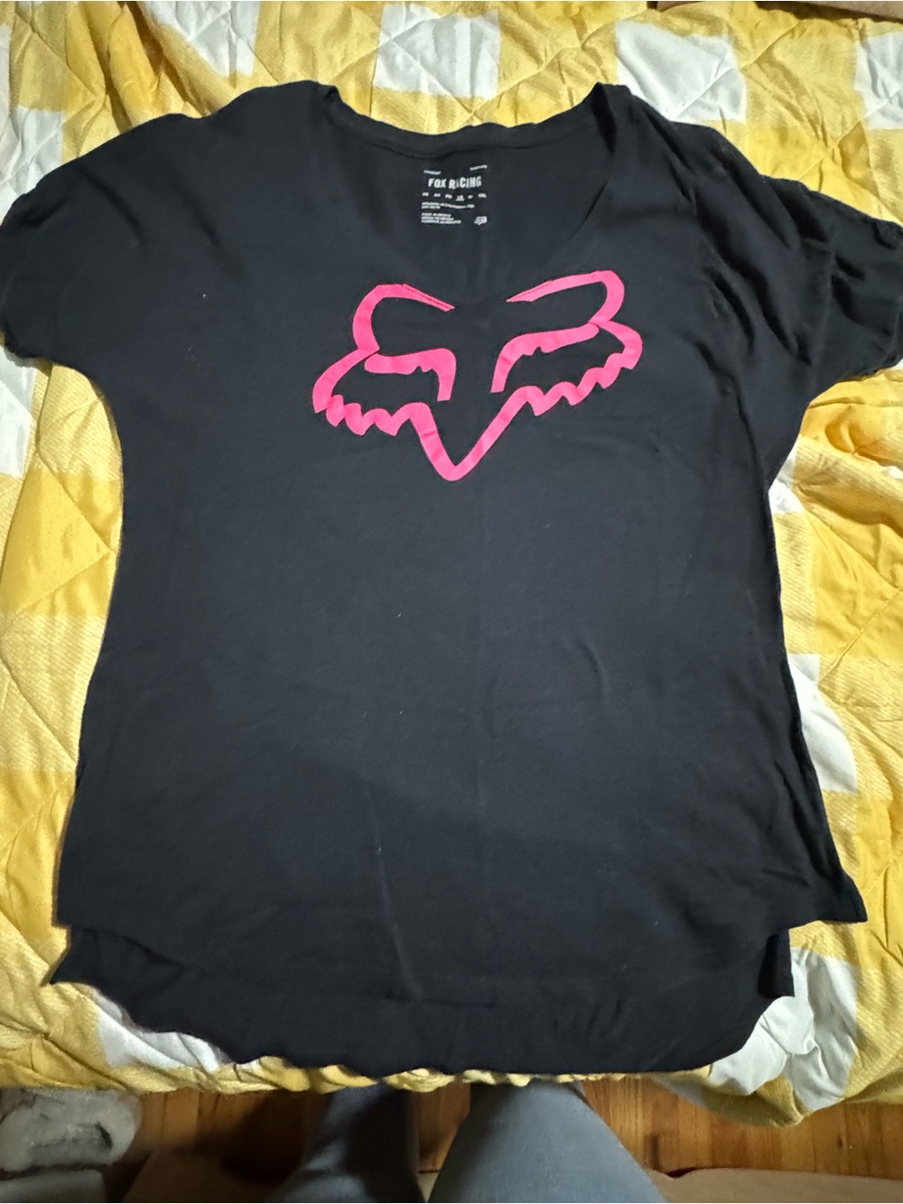 Fox Black Short-Sleeve Tee with Pink Fox Head Logo